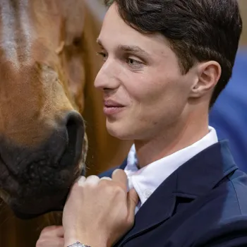 Edouard Schmitz mit Longines Uhr am Weltcupfinale in Omaha