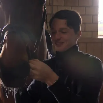 Edouard Schmitz with a horse on SRT TV